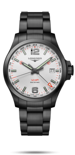 Longines Conquest V.H.P. GMT 43 PVD / Gümüş / Bilezik, referans L3.728.2.76.6