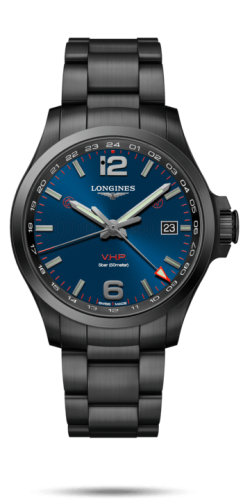 Longines Conquest V.H.P. GMT 43 PVD / Mavi / Bilezik, referans L3.728.2.96.6