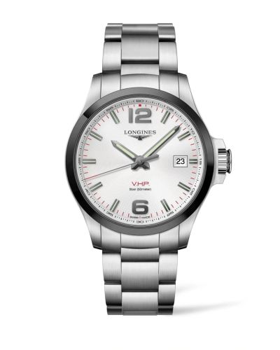 Longines Conquest V.H.P. 43 Stainless Steel / Ceramic / Silver / Bracelet, reference L3.729.4.76.6