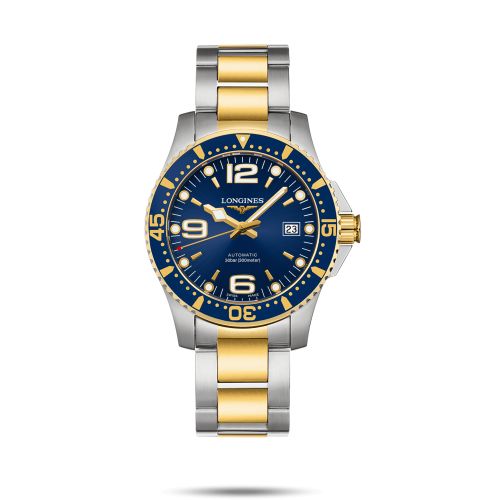 Longines HydroConquest 41 Automatic Paslanmaz Çelik / Sarı Altın / Mavi, referans L3.742.3.96.7
