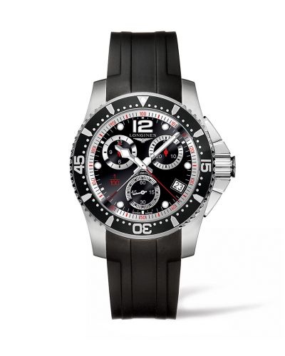 Longines Hydroconquest 41 Quartz Chronograph Paslanmaz Çelik / Siyah / Kauçuk, referans L3.743.4.56.2