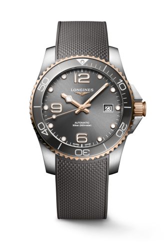Longines HydroConquest 41 Automatic Paslanmaz Çelik / Pembe Altın / Gri / Kauçuk, referans L3.781.3.78.9