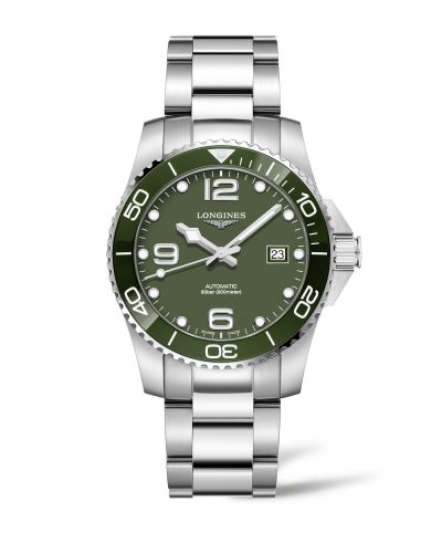 Longines HydroConquest 41 Automatic Paslanmaz Çelik / Seramik / Yeşil / Bilezik, referans L3.781.4.06.6