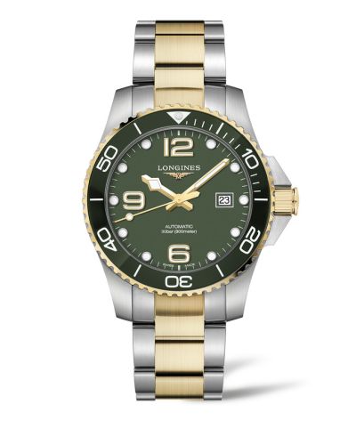 Longines HydroConquest 43 Automatic Paslanmaz Çelik - Sarı Altın / Yeşil / Bilezik, referans L3.782.3.06.7