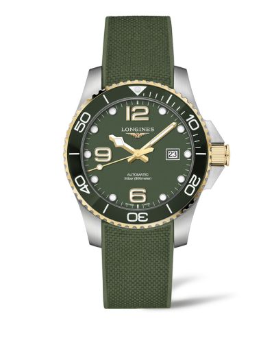 Longines HydroConquest 43 Automatic Paslanmaz Çelik - Sarı Altın / Yeşil / Kauçuk, referans L3.782.3.06.9