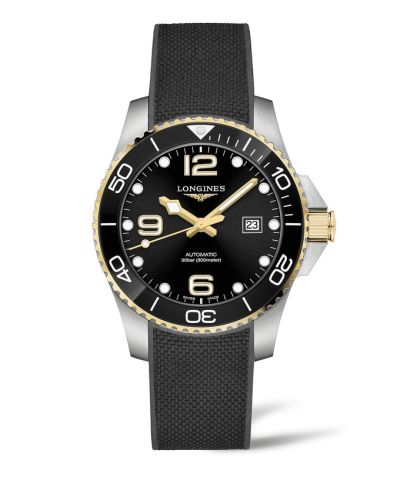 Longines HydroConquest 43 Automatic Paslanmaz Çelik - Sarı Altın / Siyah / Kauçuk, referans L3.782.3.56.9