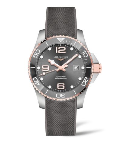 Longines HydroConquest 43 Automatic Paslanmaz Çelik - Pembe Altın / Gri / Kauçuk, referans L3.782.3.78.9