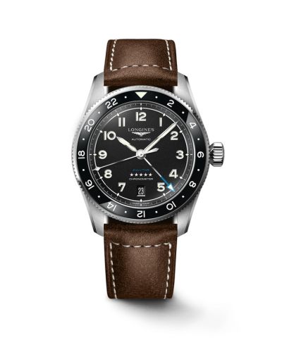 Longines Spirit Zulu Time 39 Paslanmaz Çelik / Siyah / Kayış, referans L3.802.4.53.2