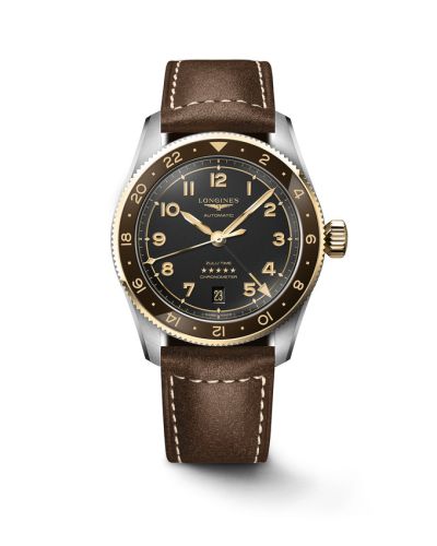 Longines Spirit Zulu Time 39 Paslanmaz Çelik - Sarı Altın / Anthracite / Kayış, referans L3.802.5.53.2