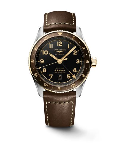 Longines Spirit Zulu Time 42 Paslanmaz Çelik - Sarı Altın / Anthracite / Kayış, referans L3.812.5.53.2