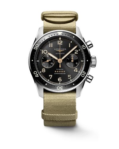 Longines Spirit Flyback 42 Paslanmaz Çelik / Siyah / NATO, referans L3.821.4.53.9
