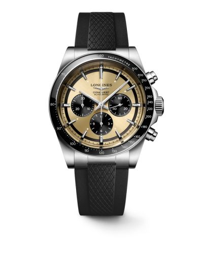 Longines Conquest Chronograph 42 Stainless Steel / Brown / Rubber, reference L3.835.4.32.9