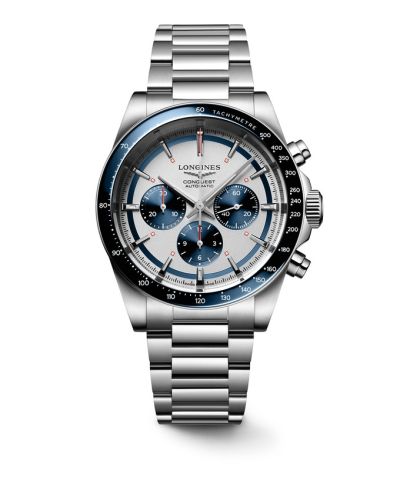 Longines Conquest Chronograph 42 Stainless Steel / Silver - Blue / Bracelet, reference L3.835.4.98.6