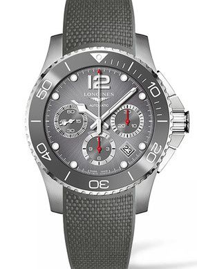 Longines HydroConquest 43 Automatic Chronograph Paslanmaz Çelik / Seramik / Gri / Kauçuk, referans L3.883.4.76.9
