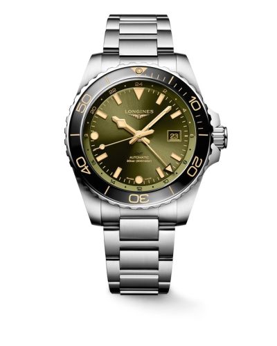 Longines Hydroconquest GMT 43 Paslanmaz Çelik / Yeşil / Bilezik, referans L3.890.4.06.6