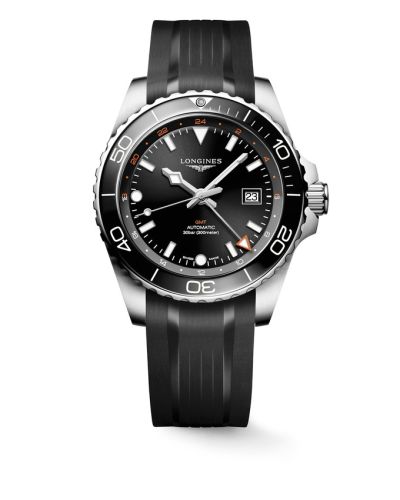 Longines Hydroconquest GMT 43 Paslanmaz Çelik / Siyah / Kauçuk, referans L3.890.4.56.9