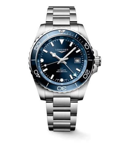 Longines Hydroconquest GMT 43 Paslanmaz Çelik / Mavi / Bilezik, referans L3.890.4.96.6