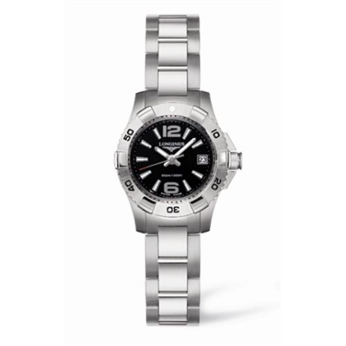 Longines Hydroconquest Quartz 25 Siyah, referans L3.147.4.56.6