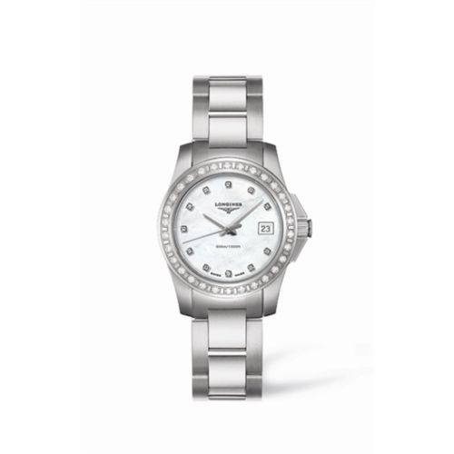 Longines Conquest 29.5 Quartz Paslanmaz Çelik Elmas Bezel, referans L3.258.0.88.6