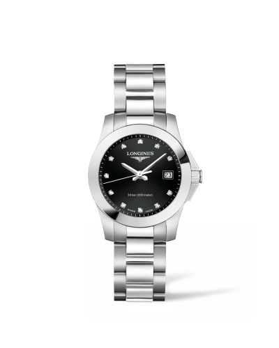 Longines Conquest Quartz 29.5 Paslanmaz Çelik / Siyah - Elmas, referans L3.277.4.57.6