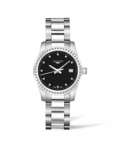Longines Conquest Quartz 34 Paslanmaz Çelik - Elmas / Siyah, referans L3.400.0.57.6