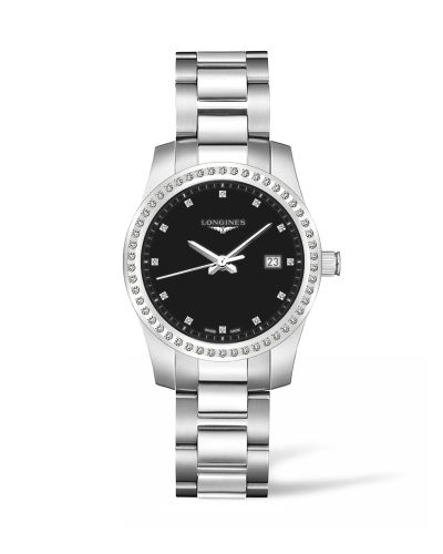 Longines Conquest Quartz 36 Paslanmaz Çelik - Elmas / Siyah, referans L3.401.0.57.6