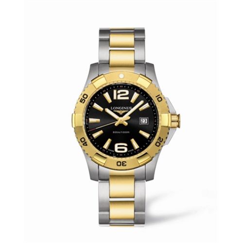 Longines Hydroconquest 39 Quartz Two Tone Siyah, referans L3.647.3.56.7