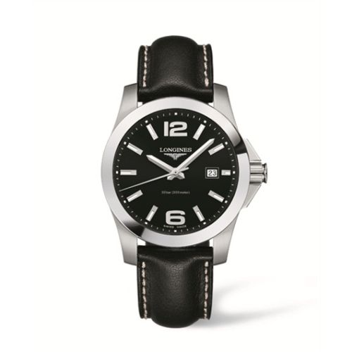 Longines Conquest Quartz 41mm Siyah Leather, referans L3.659.4.56.3