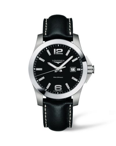 Longines Conquest Quartz 41mm Siyah Leather, referans L3.659.4.58.3