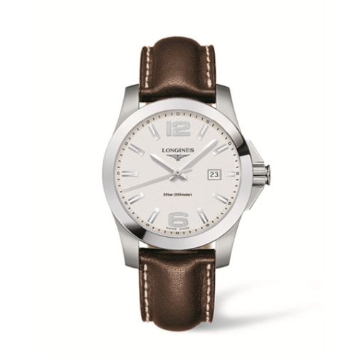 Longines Conquest Quartz 41mm Gümüş Leather, referans L3.659.4.76.5