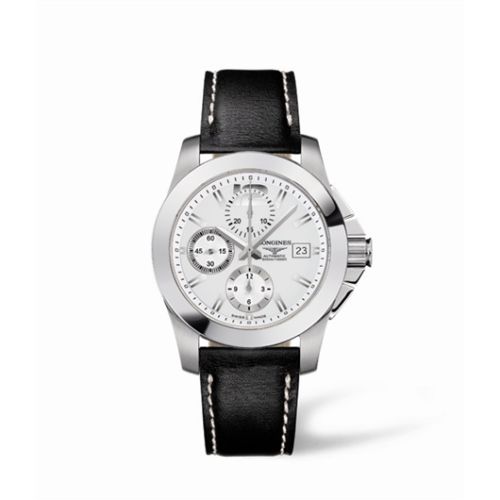 Longines Conquest Chronograph Gümüş Leather 41mm, referans L3.662.4.76.0