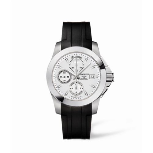Longines Conquest Chronograph Gümüş Kauçuk 41mm, referans L3.662.4.76.2
