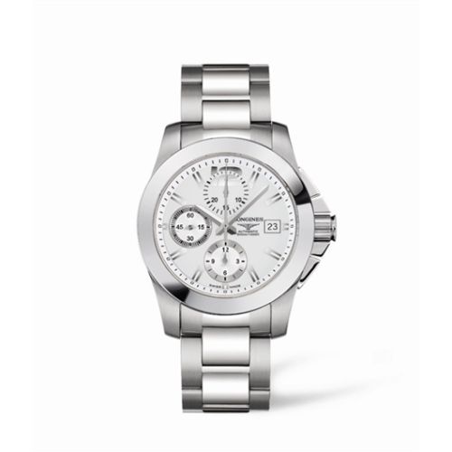 Longines Conquest Chronograph Gümüş Bilezik 41mm, referans L3.662.4.76.6