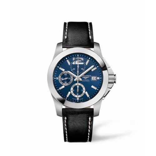 Longines Conquest Chronograph Mavi Leather 41mm, referans L3.662.4.96.0