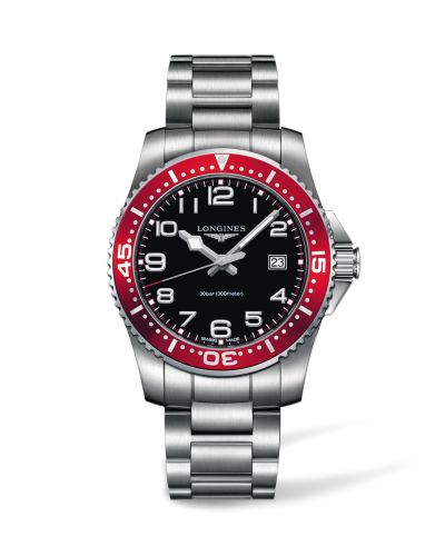 Longines Hydroconquest Quartz 41 Siyah / Kırmızı, referans L3.689.4.59.6