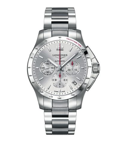 Longines Conquest Chronograph Automatic 44.5mm Gümüş, referans L3.697.4.76.6