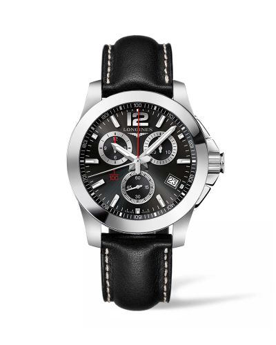 Longines Conquest Chronograph Quartz 41 Paslanmaz Çelik / Siyah / Kayış, referans L3.700.4.56.3