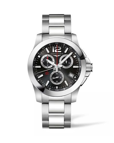 Longines Conqyuest Chronograph Quartz 41 Paslanmaz Çelik / Siyah / Bilezik, referans L3.700.4.56.6