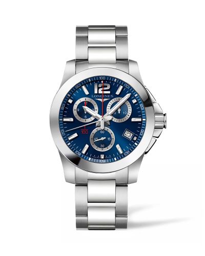 Longines Conquest 41 Chronograph Quartz Paslanmaz Çelik / Mavi / Bilezik, referans L3.700.4.96.6