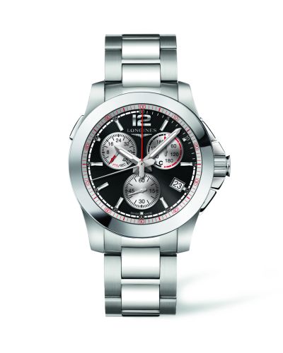 Longines Conquest Chronograph Quartz Jumping 41 Paslanmaz Çelik / Siyah / Bilezik, referans L3.701.4.56.6