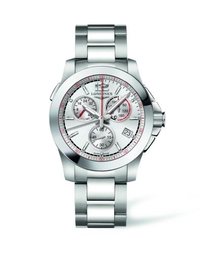 Longines Conquest Chronograph Quartz Jumping 41 Paslanmaz Çelik / Gümüş / Bilezik, referans L3.701.4.76.6