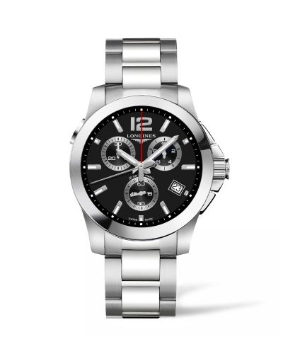 Longines Conquest Chronograph Quartz 41 Paslanmaz Çelik / Siyah / Bilezik, referans L3.702.4.56.6