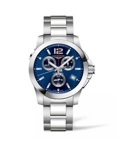 Longines Conquest Chronograph Quartz 41 Paslanmaz Çelik / Mavi / Bilezik, referans L3.702.4.96.6