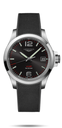 Longines Conquest V.H.P. 41 Paslanmaz Çelik / Siyah / Kauçuk, referans L3.716.4.56.9