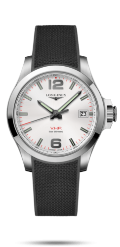 Longines Conquest V.H.P. 41 Paslanmaz Çelik / Gümüş / Kauçuk, referans L3.716.4.76.9
