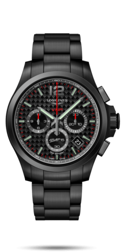 Longines Conquest V.H.P. Chronograph 42 PVD / Carbon / Bilezik, referans L3.717.2.66.6
