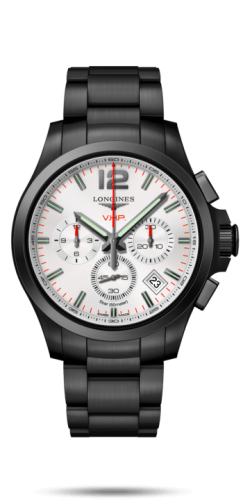 Longines Conquest V.H.P. Chronograph 42 PVD / Gümüş / Bilezik, referans L3.717.2.76.6
