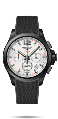 Longines Conquest V.H.P. Chronograph 42 PVD / Gümüş / Kauçuk, referans L3.717.2.76.9