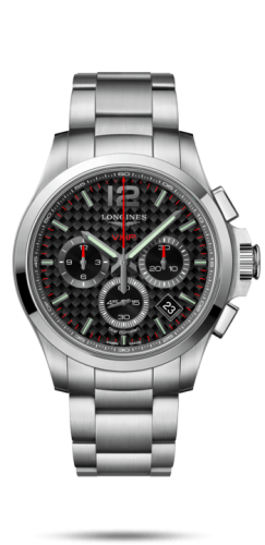 Longines Conquest V.H.P. Chronograph 42 Paslanmaz Çelik / Carbon / Bilezik, referans L3.717.4.66.6