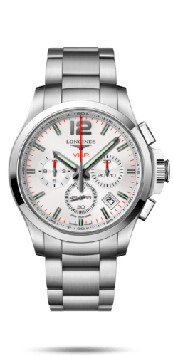 Longines Conquest V.H.P. Chronograph 42 Paslanmaz Çelik / Gümüş / Bilezik, referans L3.717.4.76.6